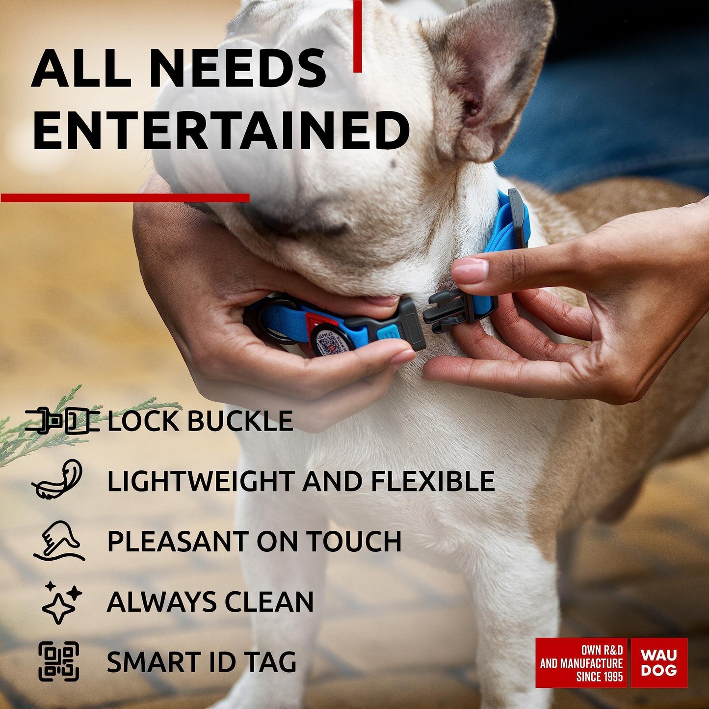 Waterproof Dog Collar Adjustable Dog Collar for Large Dogs Small and Medium Dogs Breakaway Dog Collar Waterproof with Plastic Buckle and QR Dog Tag Boy & Girl Dog Collars (Blue)