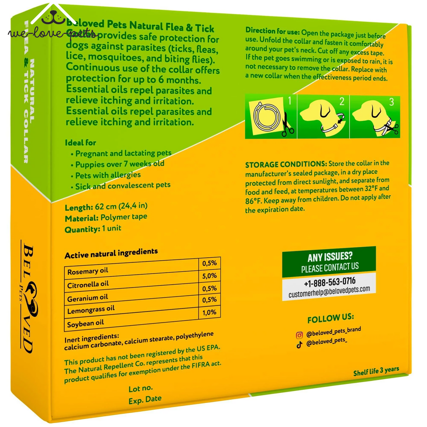 Natural Flea & Tick Collar for Dogs 6 Months Control of Best Prevention & Safe Treatment anti Fleas and Ticks Essential Oil Repellent (1 Count (Pack of 1))
