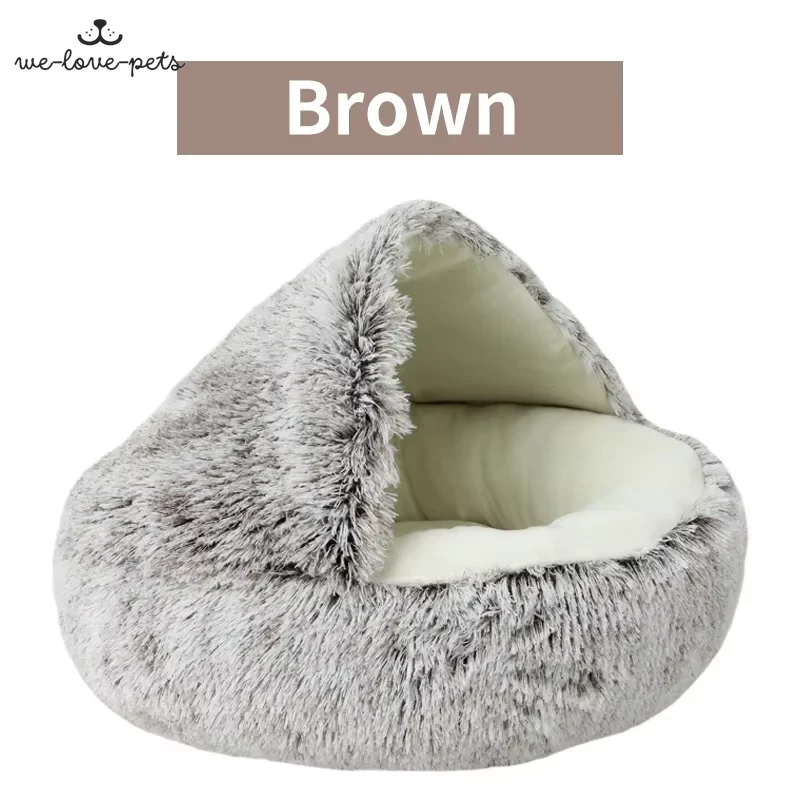 Winter Plush Pet Cat Bed round Cat Cushion Cat House 2 in 1 Warm Cats Basket Pet Sleep Bag Kitten Nest Kennel for Small Dog Cats