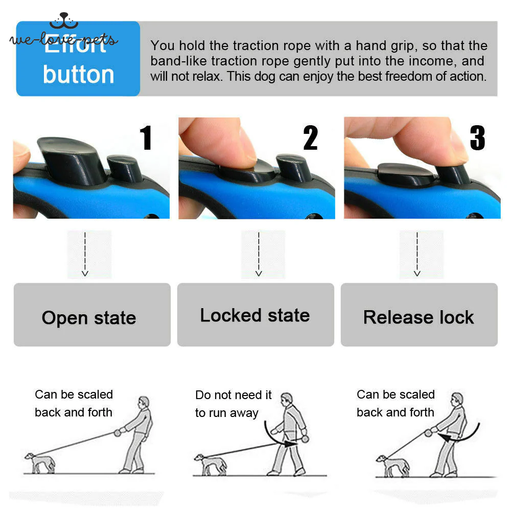 16.5FT Automatic Retractable Dog Leash Pet Collar Automatic Walking Lead Free US