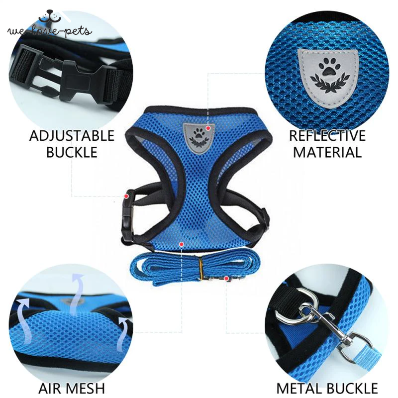 Cat Dog Pet Harness Adjustable Control Vest Dogs Reflective S M L XL Leash