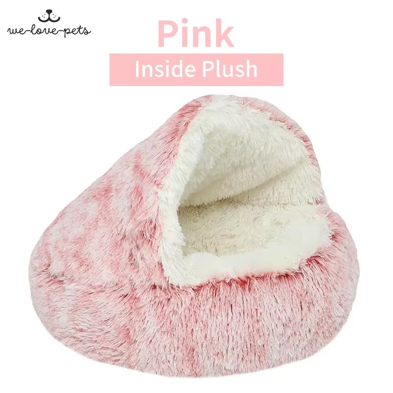 Winter Plush Pet Cat Bed round Cat Cushion Cat House 2 in 1 Warm Cats Basket Pet Sleep Bag Kitten Nest Kennel for Small Dog Cats