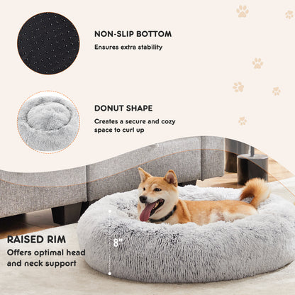 24-Inch Non-Slip round Fluffy Plush Pet Bed