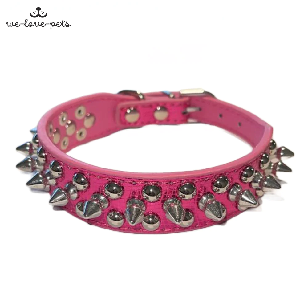 Spiked Studded Leather Dog Collar Rivets Pet Small Large Cat Pit Bull Adjustable