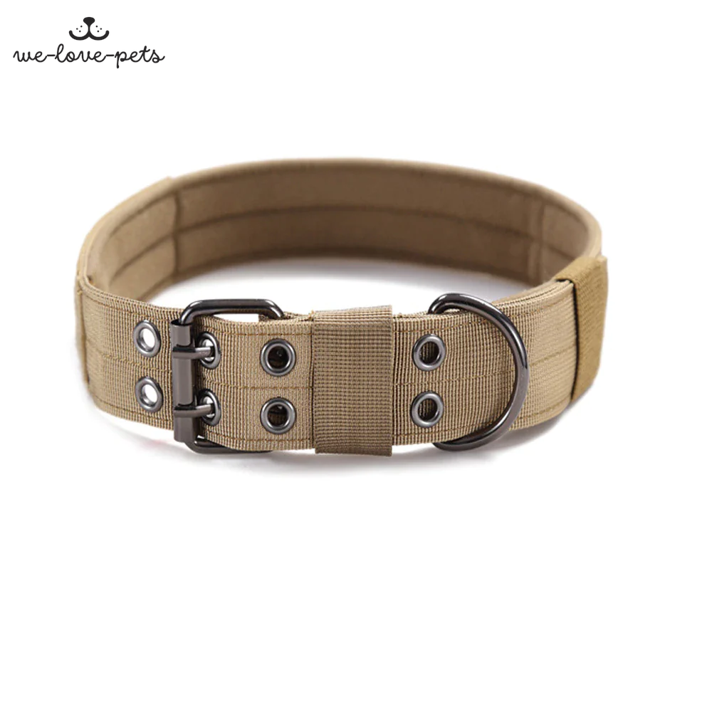 2" Wide Tactical Heavy Duty Nylon Large Dog Collar K9 Military with Metal Buckle