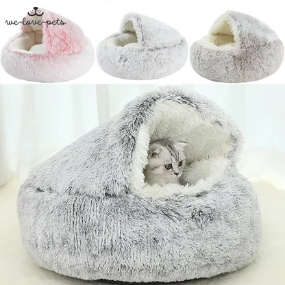 Winter Plush Pet Cat Bed round Cat Cushion Cat House 2 in 1 Warm Cats Basket Pet Sleep Bag Kitten Nest Kennel for Small Dog Cats