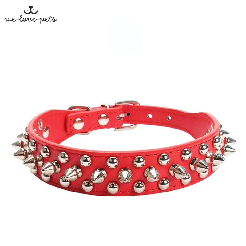 Spiked Studded Leather Dog Collar Rivets Pet Small Large Cat Pit Bull Adjustable