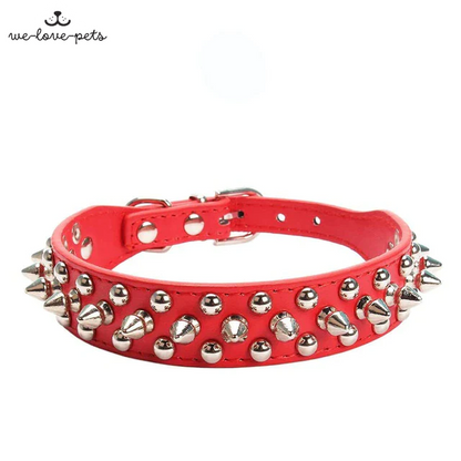 Spiked Studded Leather Dog Collar Rivets Pet Small Large Cat Pit Bull Adjustable