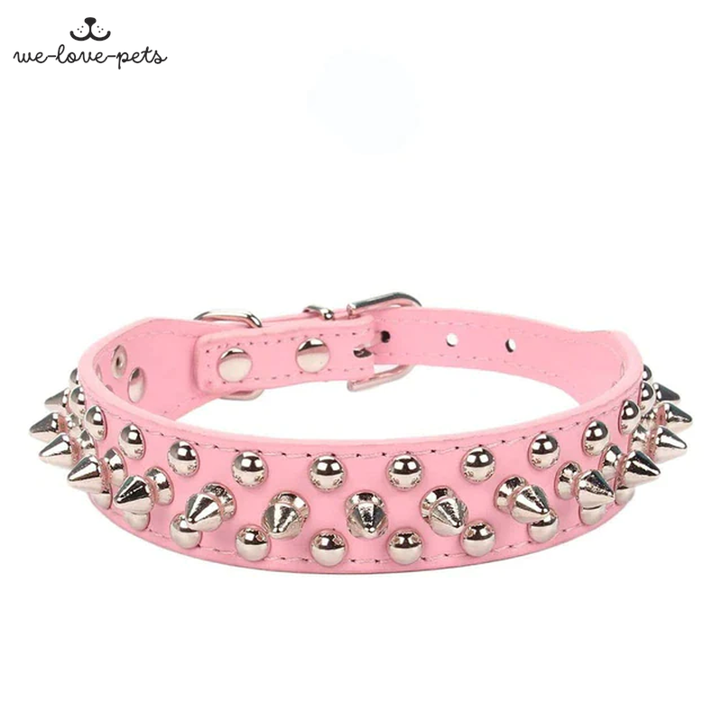 Spiked Studded Leather Dog Collar Rivets Pet Small Large Cat Pit Bull Adjustable
