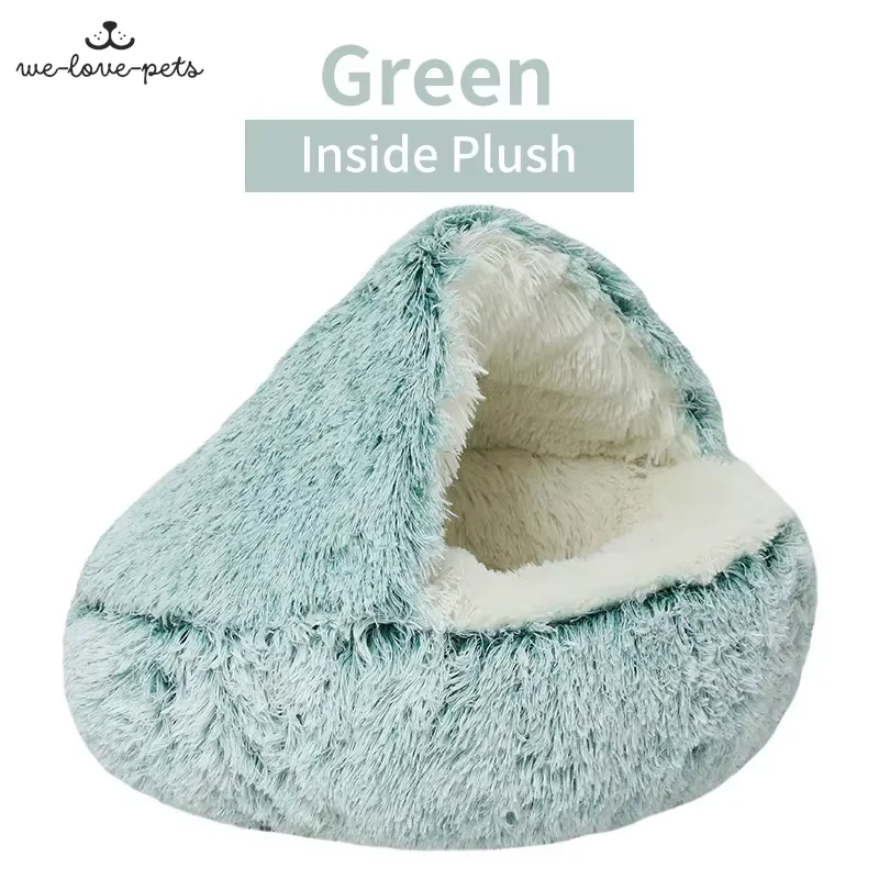 Winter Plush Pet Cat Bed round Cat Cushion Cat House 2 in 1 Warm Cats Basket Pet Sleep Bag Kitten Nest Kennel for Small Dog Cats