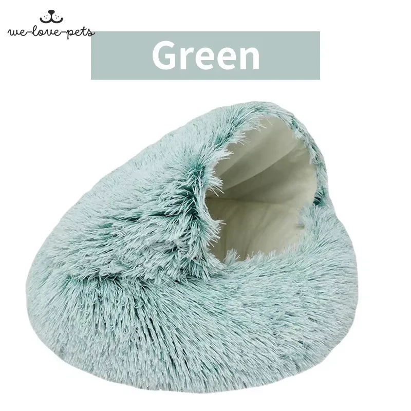 Winter Plush Pet Cat Bed round Cat Cushion Cat House 2 in 1 Warm Cats Basket Pet Sleep Bag Kitten Nest Kennel for Small Dog Cats