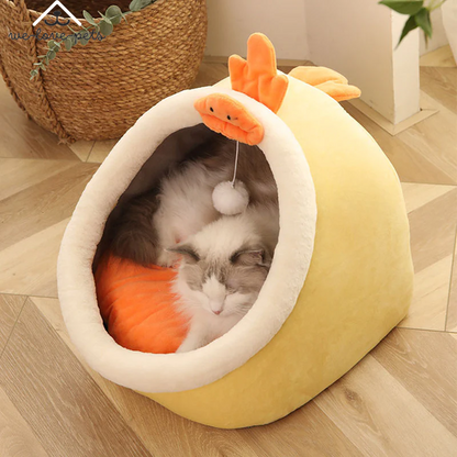 Sweet Cat Bed Warm Pet Basket Cozy Kitten Lounger Cushion Cat House Tent Very Soft Small Dog Mat Bag for Washable Cave Cats Beds