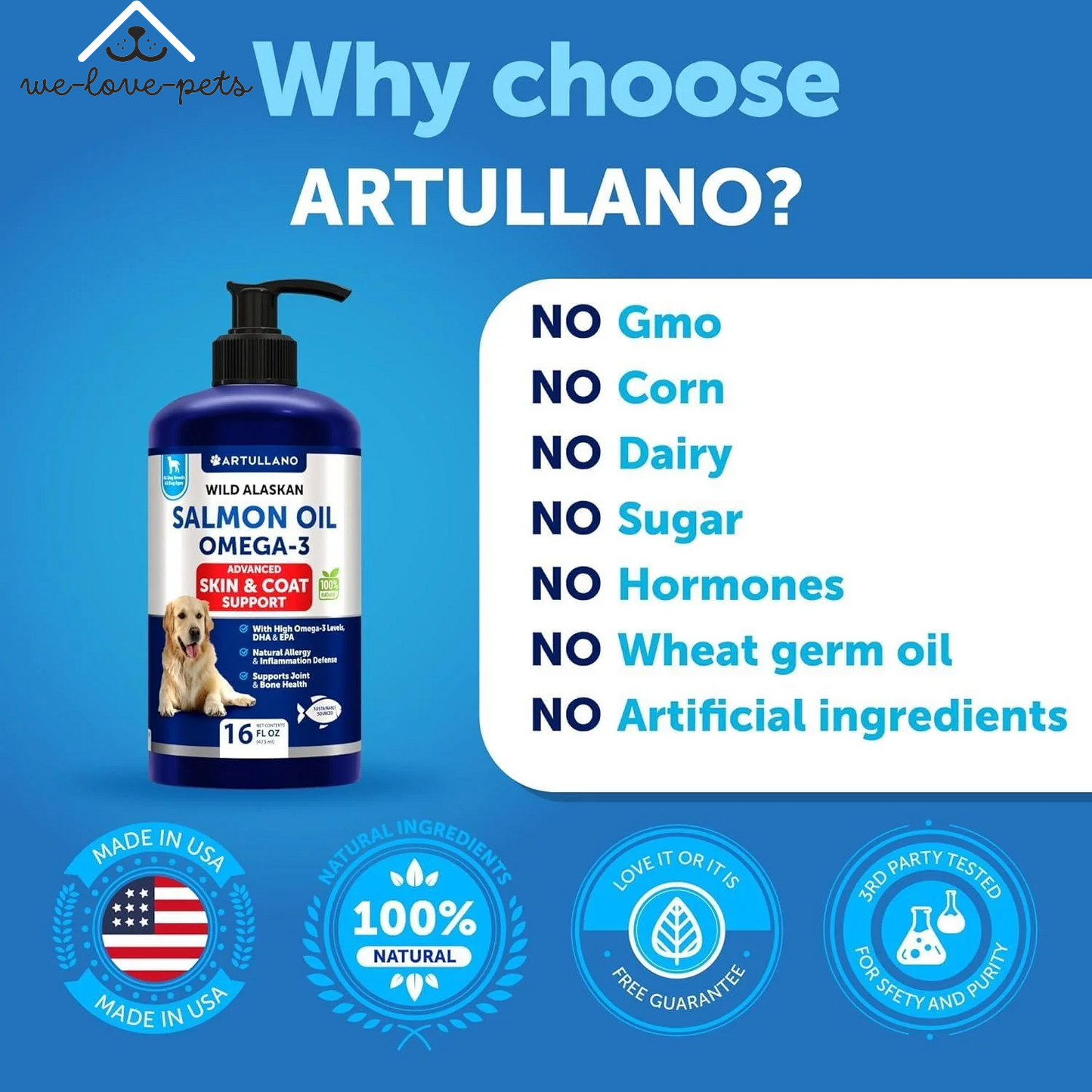 Salmon Oil for Dogs Omega 3 for Dogs 16 FL OZ Wild Alaskan Salmon Fish Oil