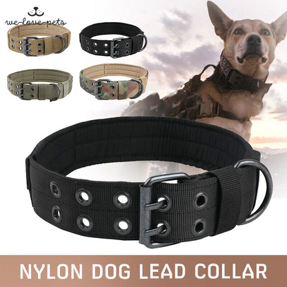 2" Wide Tactical Heavy Duty Nylon Large Dog Collar K9 Military with Metal Buckle