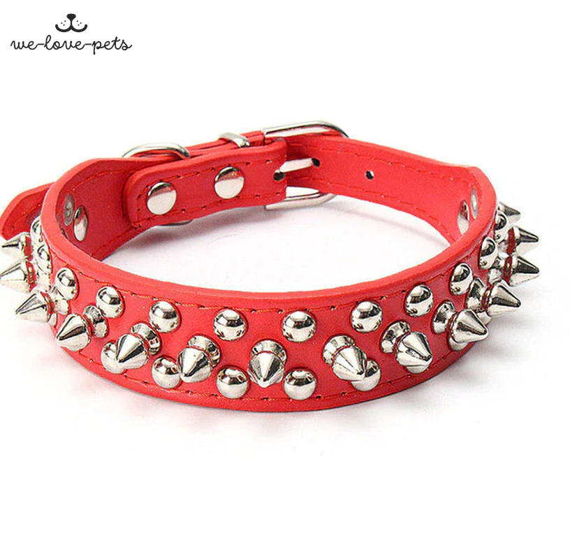 Spiked Studded Leather Dog Collar Rivets Pet Small Large Cat Pit Bull Adjustable