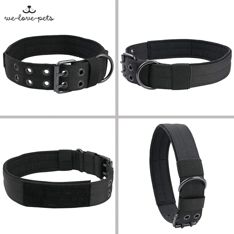 2" Wide Tactical Heavy Duty Nylon Large Dog Collar K9 Military with Metal Buckle
