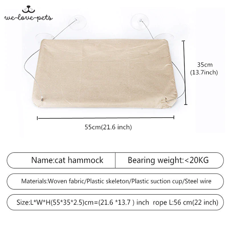 Hanging Cat Bed Pet Cats Hammock Aerial Pet Bed House Kitten Climbing Frame Sunny Window Seat Nest Bearing 20Kg Cat Accessories