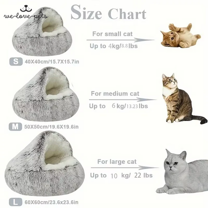 Winter Plush Pet Cat Bed round Cat Cushion Cat House 2 in 1 Warm Cats Basket Pet Sleep Bag Kitten Nest Kennel for Small Dog Cats