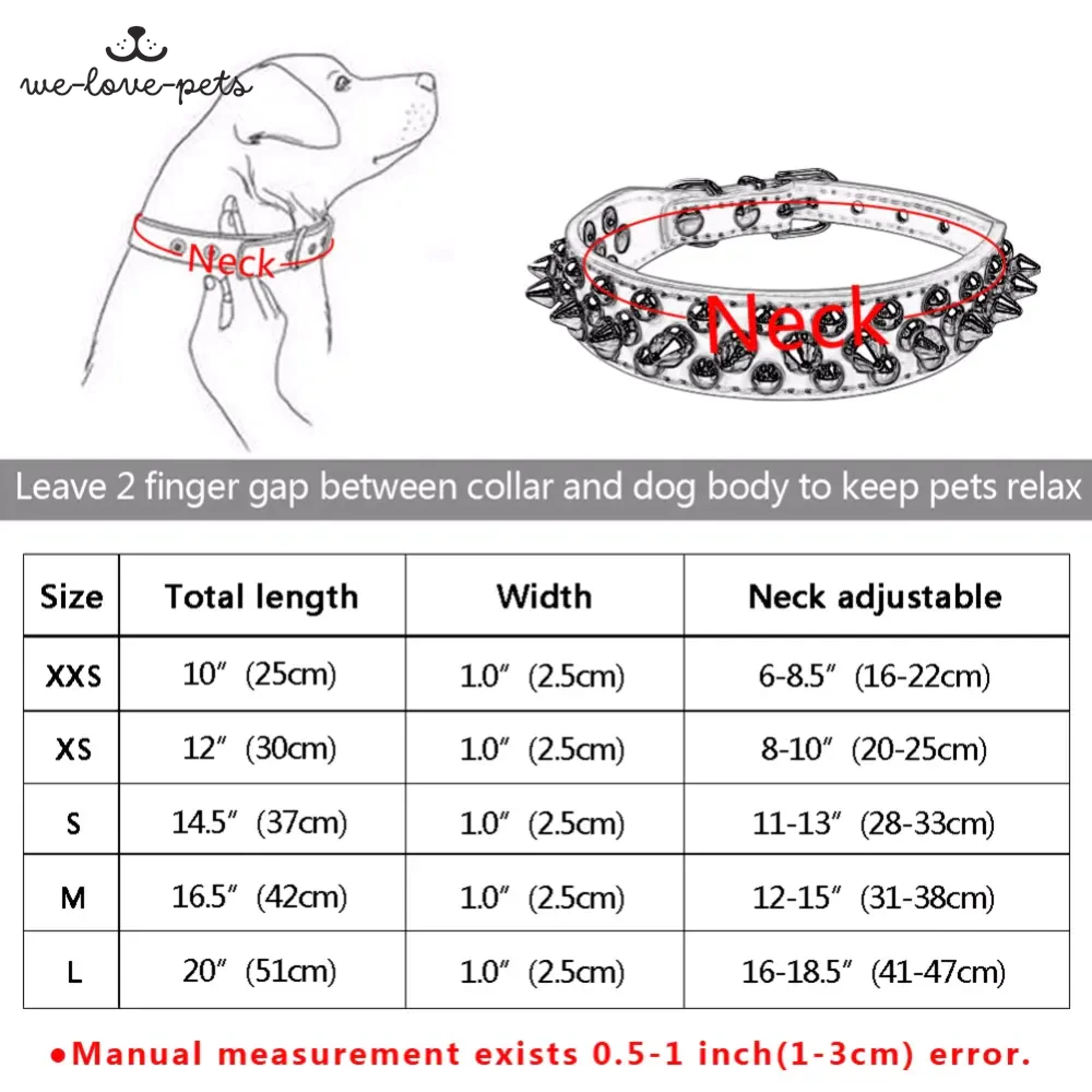 Spiked Studded Leather Dog Collar Rivets Pet Small Large Cat Pit Bull Adjustable