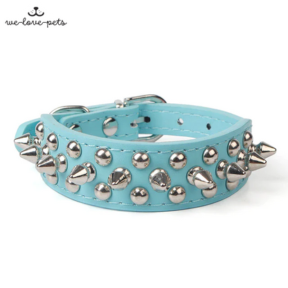 Spiked Studded Leather Dog Collar Rivets Pet Small Large Cat Pit Bull Adjustable