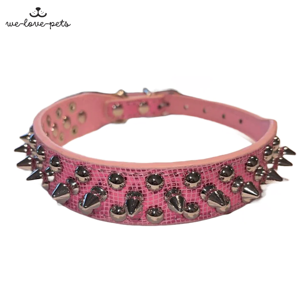 Spiked Studded Leather Dog Collar Rivets Pet Small Large Cat Pit Bull Adjustable