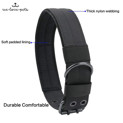 2" Wide Tactical Heavy Duty Nylon Large Dog Collar K9 Military with Metal Buckle