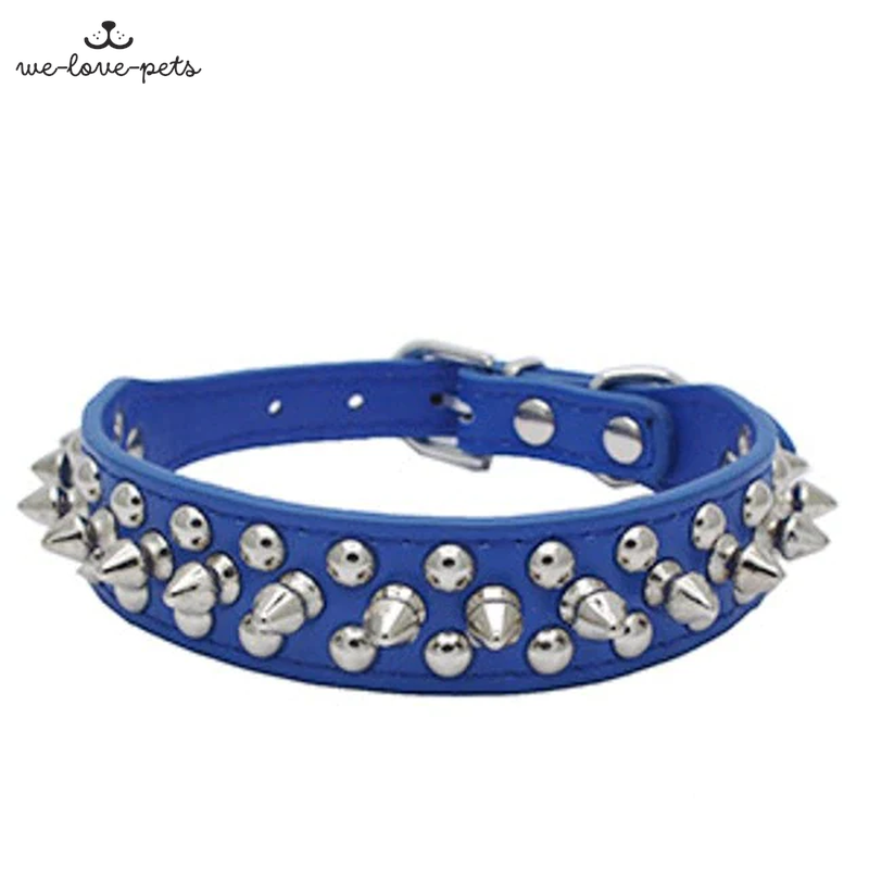 Spiked Studded Leather Dog Collar Rivets Pet Small Large Cat Pit Bull Adjustable
