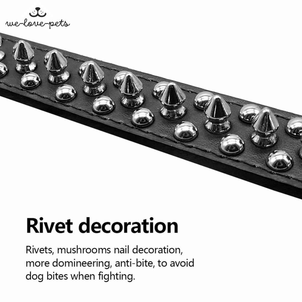 Spiked Studded Leather Dog Collar Rivets Pet Small Large Cat Pit Bull Adjustable