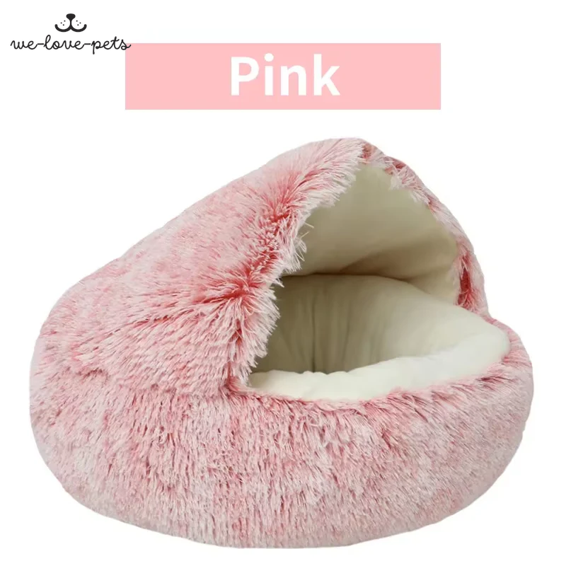 Winter Plush Pet Cat Bed round Cat Cushion Cat House 2 in 1 Warm Cats Basket Pet Sleep Bag Kitten Nest Kennel for Small Dog Cats