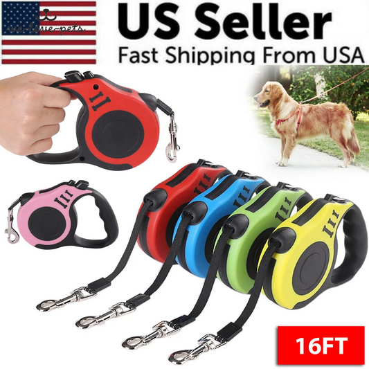 16.5FT Automatic Retractable Dog Leash Pet Collar Automatic Walking Lead Free US