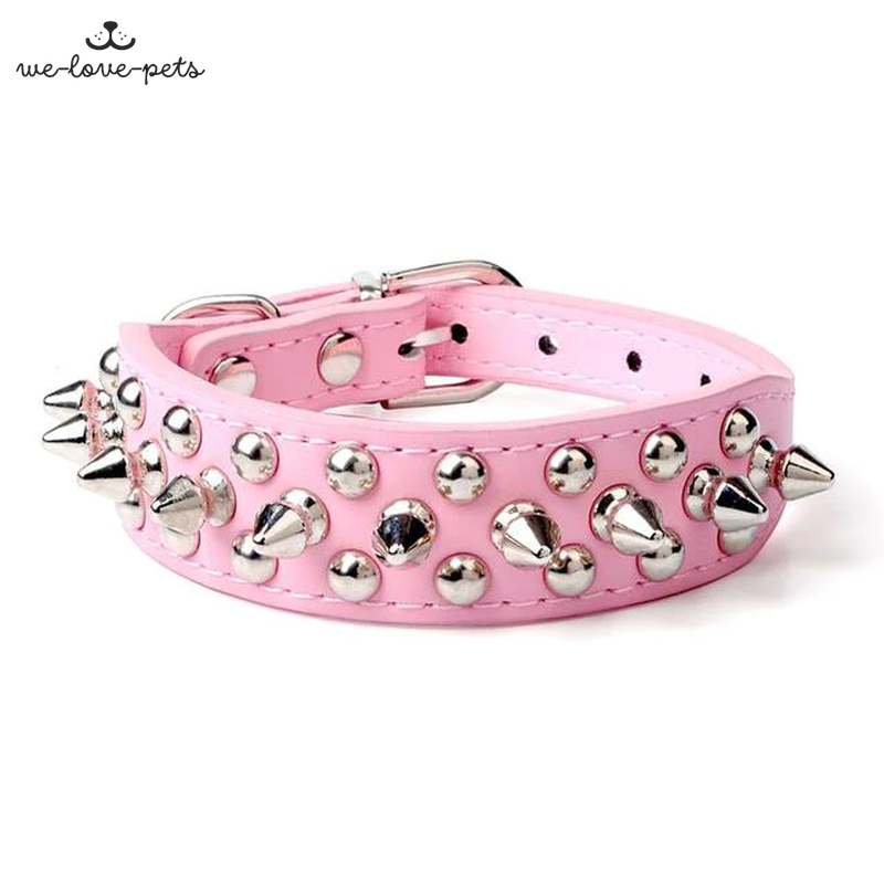 Spiked Studded Leather Dog Collar Rivets Pet Small Large Cat Pit Bull Adjustable