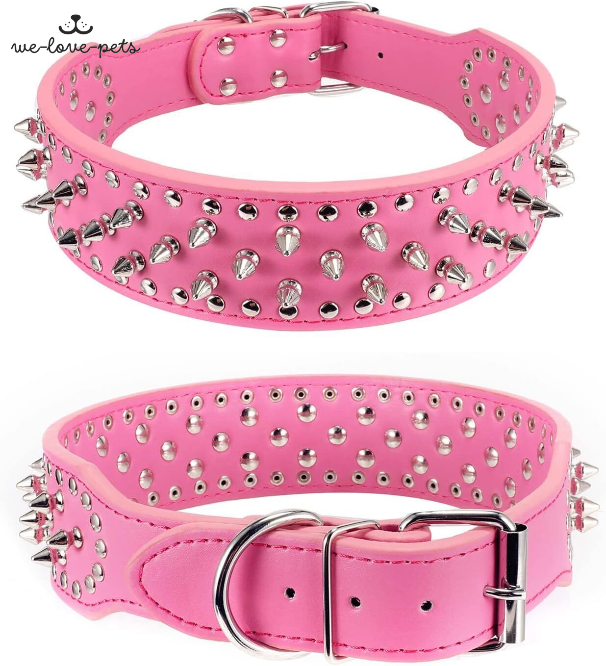 Spiked Studded Leather Dog Collar Rivets Pet Small Large Cat Pit Bull Adjustable