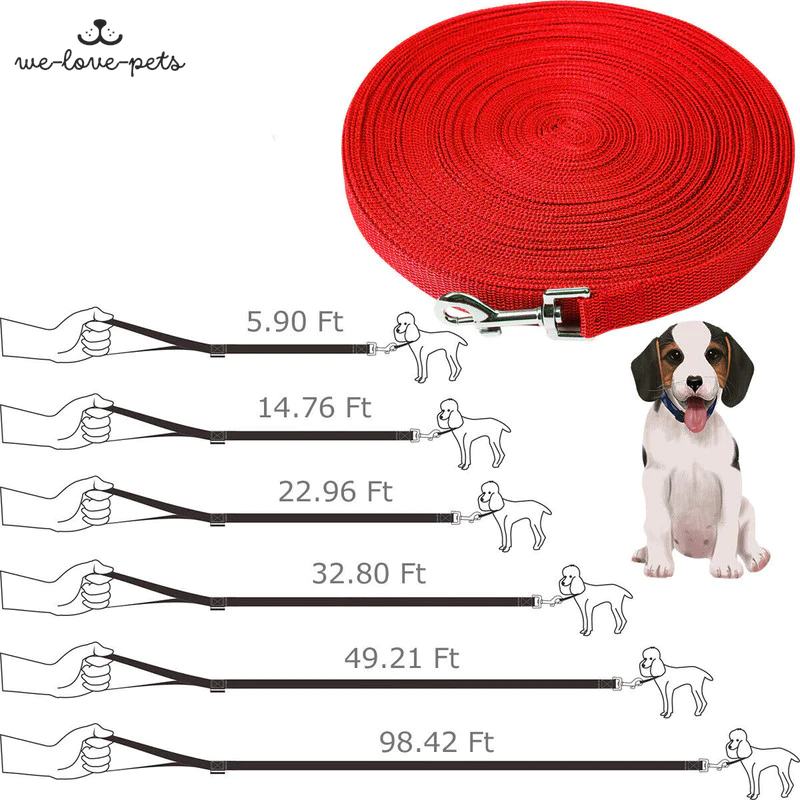 Dog Leash Long Obedience Recall Foot Feet Training Lead 6/15/23/33/50/100 FT